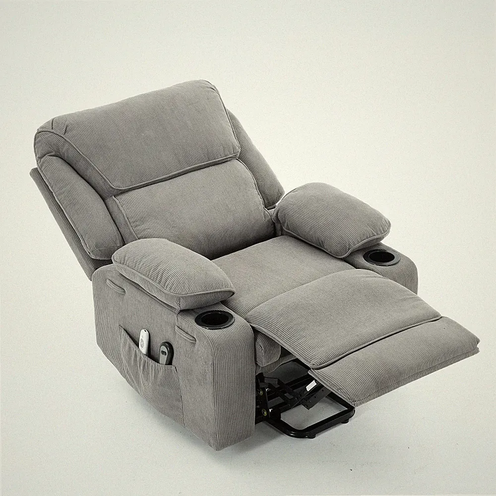 For Seniors Gray Remote-Controlled Heating and Massage Assistive Recliner