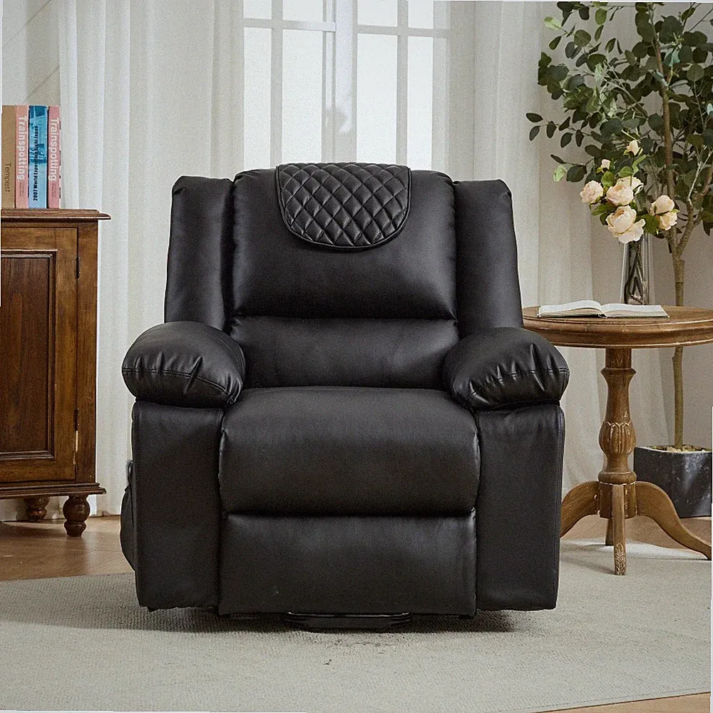 For SeniorsI PU Remote-Controlled Heating and Massage Assistive Recliner Black
