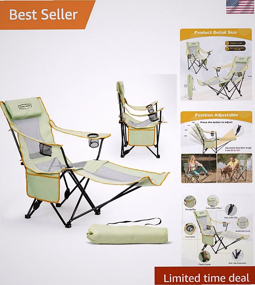 Ultra-Light Portable Lounge Chair with Footrest - Perfect for Camping Adventures